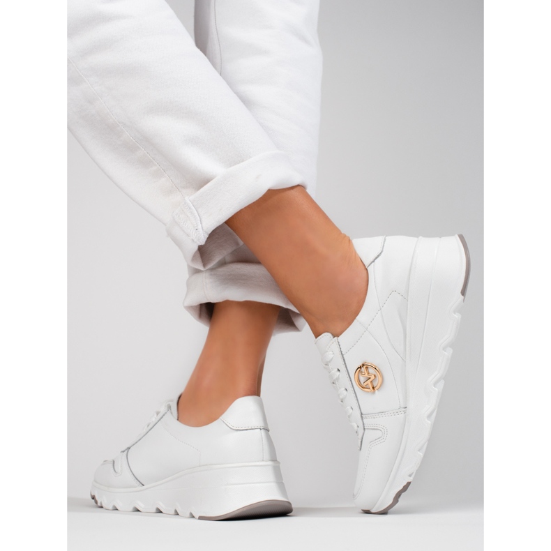 Vinceza women's white leather sneakers 2