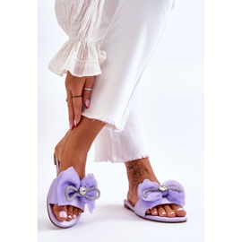 Women's Slippers With Bow And Rhinestones Purple Jolene 2