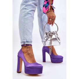 Fashionable pumps on a high pillar purple 2