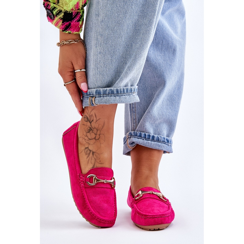 FC3 Classic Suede Loafers With Arla Fuchsia Embellishment pink 1