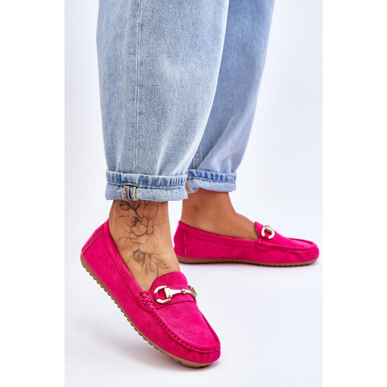 FC3 Classic Suede Loafers With Arla Fuchsia Embellishment pink 2