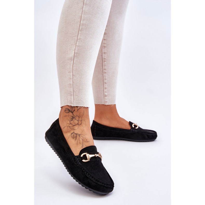 FC3 Classic Black Arla Embellished Suede Loafers 2