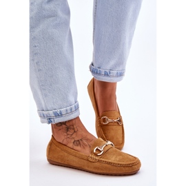 Classic Suede Loafers With Camel Embellishment Arla brown 1