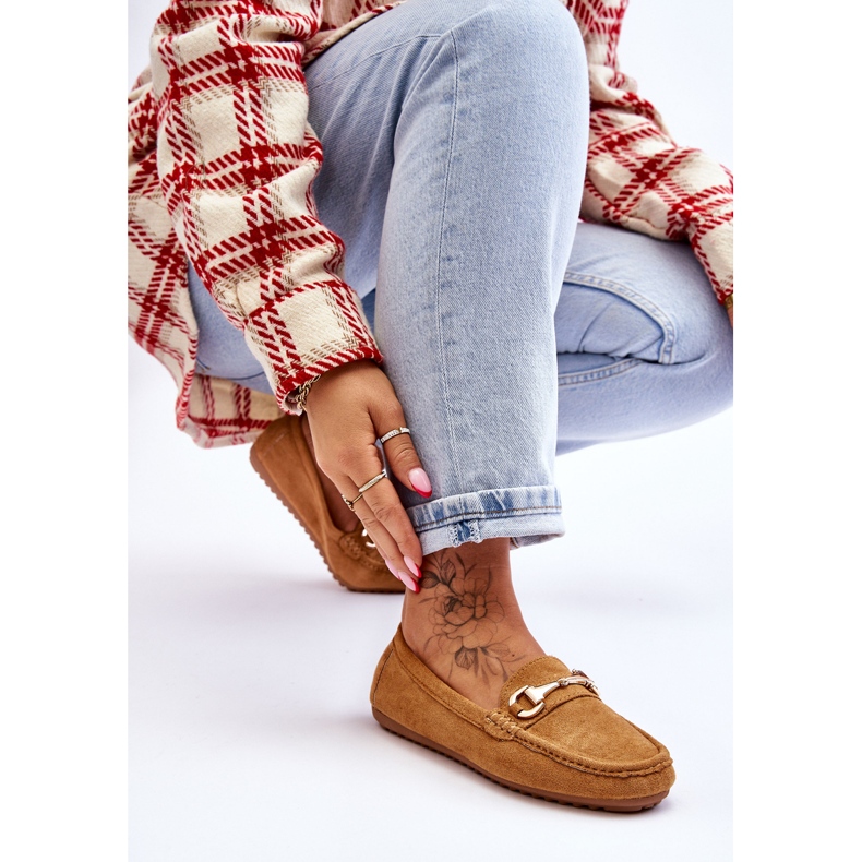 Classic Suede Loafers With Camel Embellishment Arla brown 2