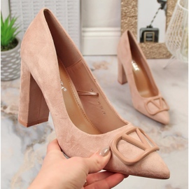 Vinceza 2246 beige suede heel pumps 2