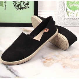 Women's slip-on espadrilles black Vinceza 34591 2