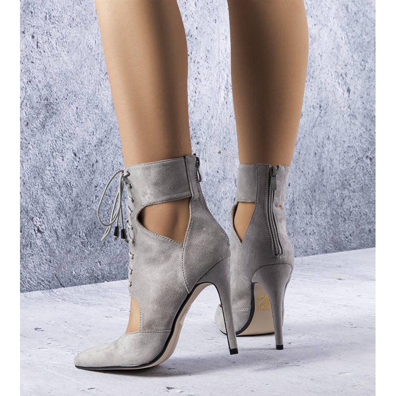 PA1 Gray cut-out pointed toe boots from Virginie grey 1