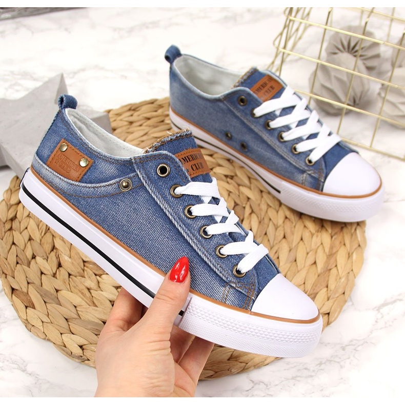 American Club 28/22 denim lace-up sneakers brown blue 1