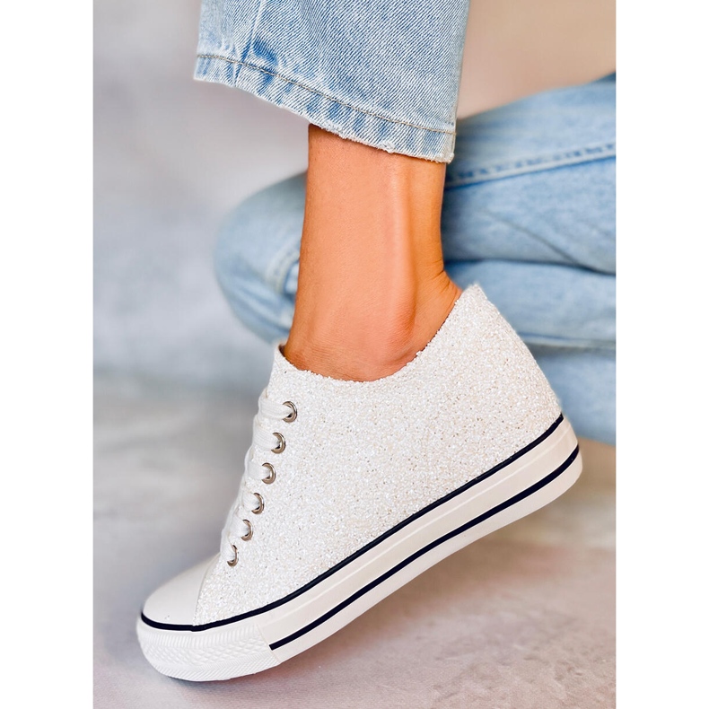 PA1 Glitter wedge sneakers Marble White - KeeShoes