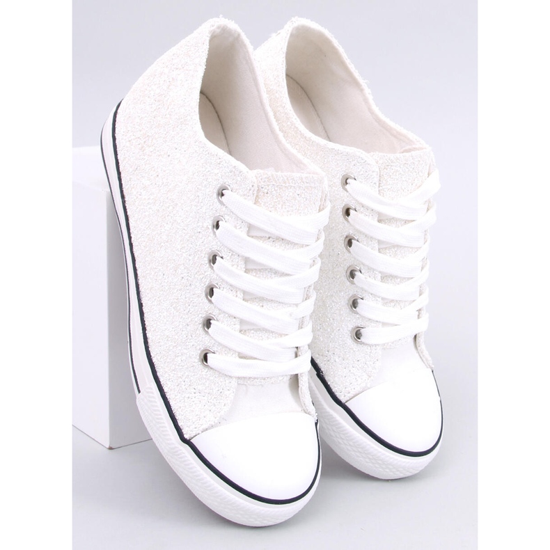 PA1 Glitter wedge sneakers Marble White - KeeShoes
