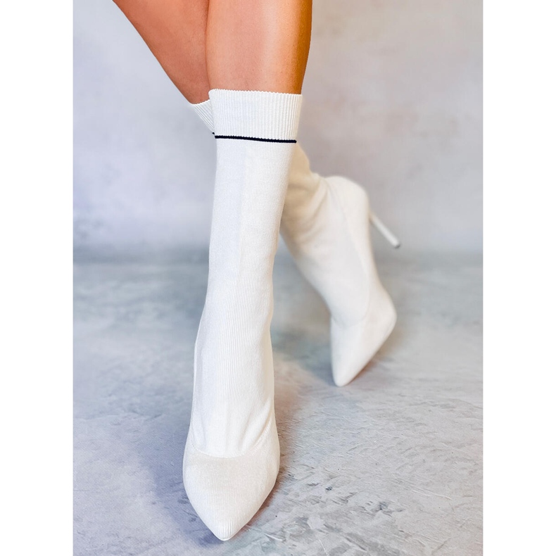 PA1 Moody Bianco sock heel boots white 1