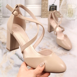Sergio Leone SK863 women's high heels coffee sandals beige 1