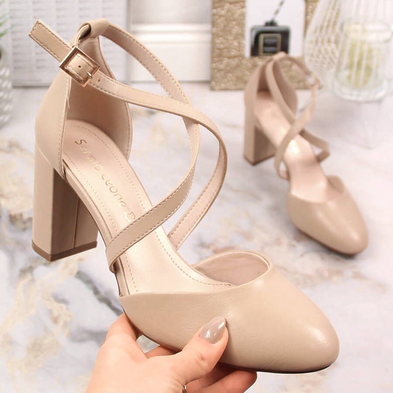 Sergio Leone SK863 women's high heels coffee sandals beige 1 Sergio Leone SK863 women's high heels coffee sandals beige 1