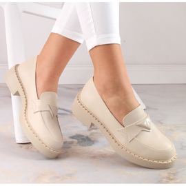 Potocki SZ12002 loafers with high heels and platform beige 1