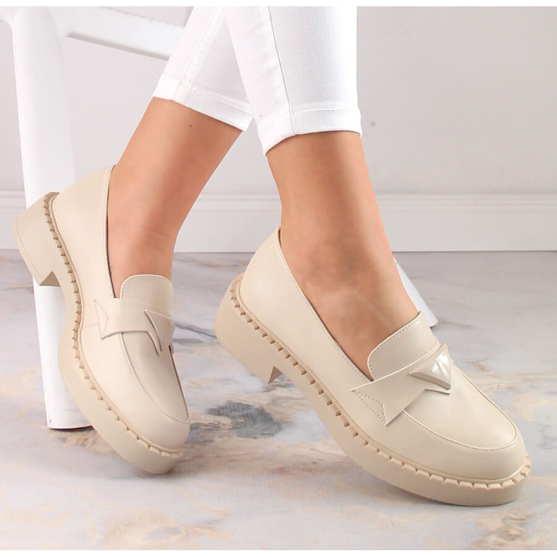 Potocki SZ12002 loafers with high heels and platform beige 1