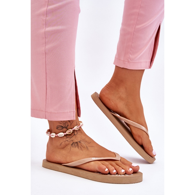 Comfortable Big Star Flip Flops LL274796 Beige 2
