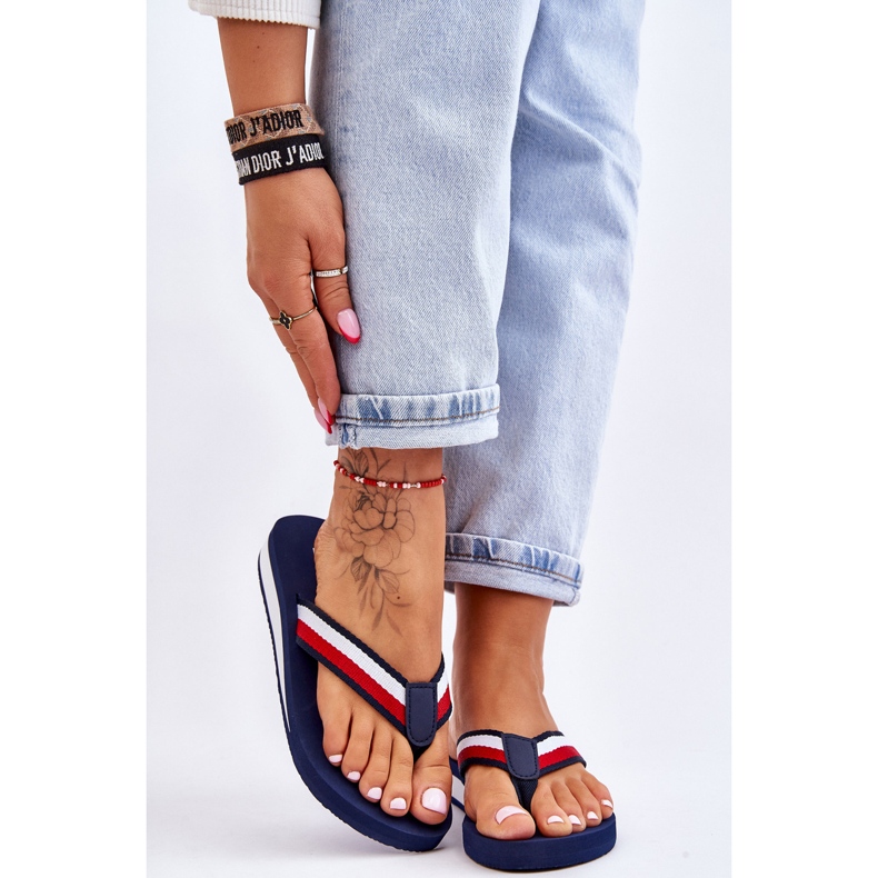 Women's Big Star Platform Flip Flops LL274779 Navy Blue 1
