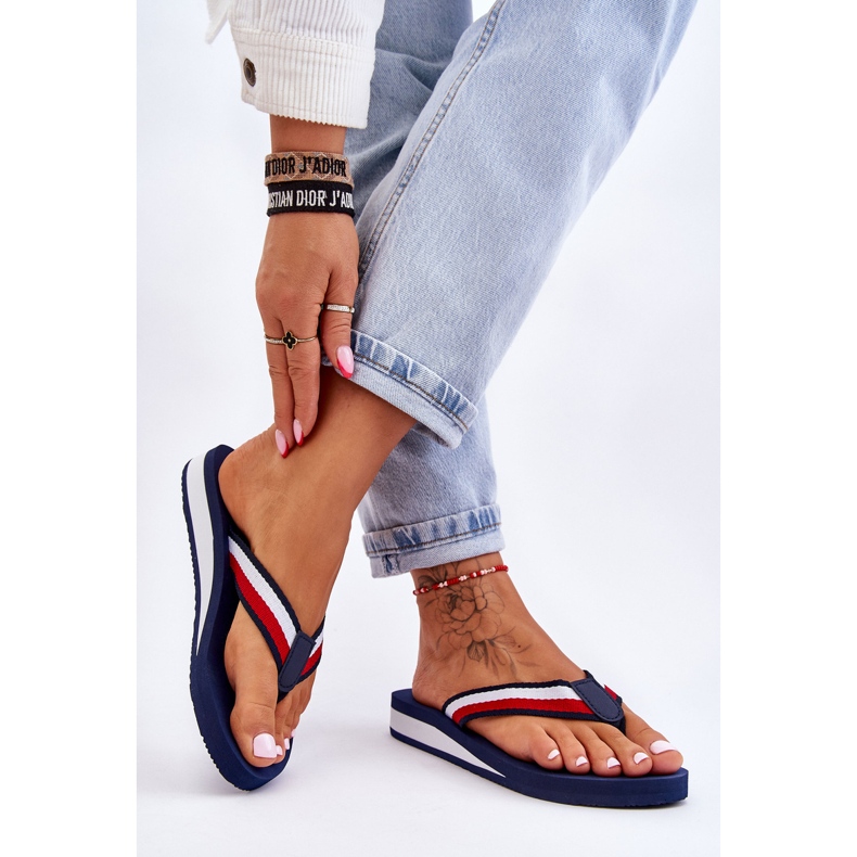 Women's Big Star Platform Flip Flops LL274779 Navy Blue 2