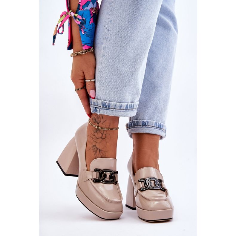 S.Barski Leather Pumps On Massive Heels Beige Maximo 1 S.Barski Leather Pumps On Massive Heels Beige Maximo 1