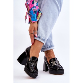 S.Barski Leather Pumps On Massive Heels Black Maximo 2