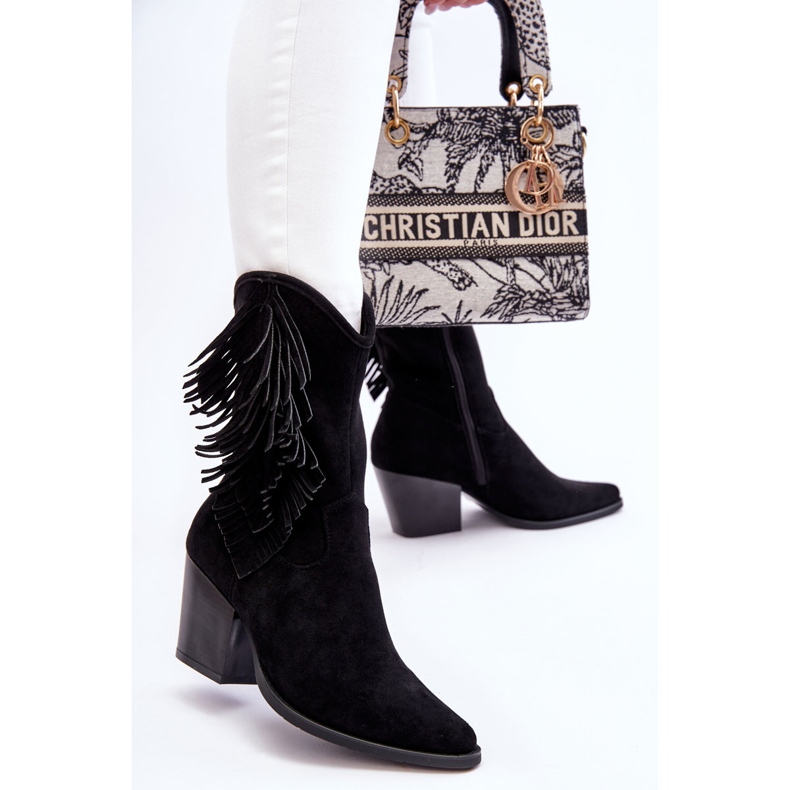 S.Barski Women's Low Suede Cowboy Boots Black Elyse 2 S.Barski Women's Low Suede Cowboy Boots Black Elyse 2