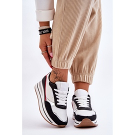 BM Women's Wedge And Platform Sneakers White And Black Allen 1