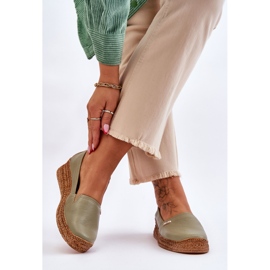 Lemar Women's Wedge Leather Espadrilles Green Hadlee 2