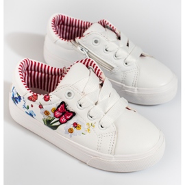 W. Potocki White sneakers for a girl with a Potocki butterfly 1