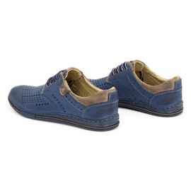 Polbut Leather men's shoes 402 summer, navy blue with brown 4