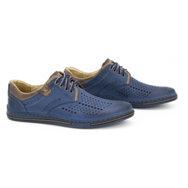 Polbut Leather men's shoes 402 summer, navy blue with brown 2