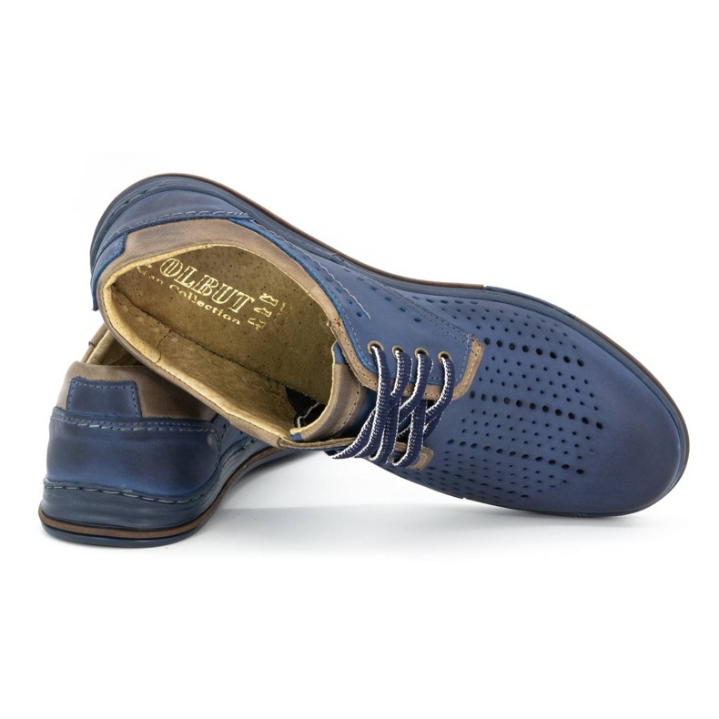 Polbut Leather men's shoes 402 summer, navy blue with brown 3 Polbut Leather men's shoes 402 summer, navy blue with brown 3