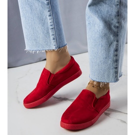 Red sneakers made of eco-suede from Leroy 1