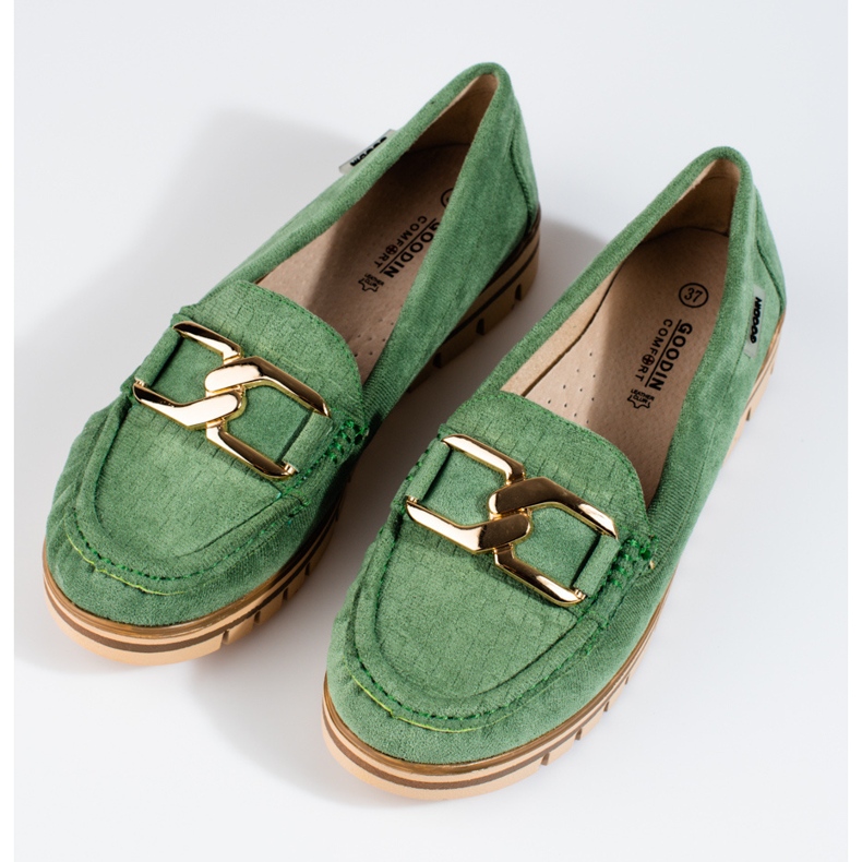 SHELOVET Women's green Shelobvet suede loafers 1 SHELOVET Women's green Shelobvet suede loafers 1