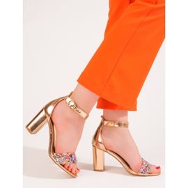 Elegant gold beaded sandals from Shelovet golden 1 Elegant gold beaded sandals from Shelovet golden 1