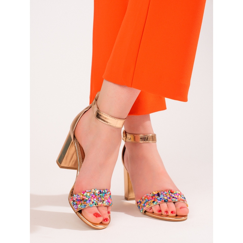 Elegant gold beaded sandals from Shelovet golden 2 Elegant gold beaded sandals from Shelovet golden 2