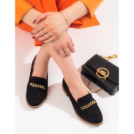 Classic loafers with a chain Shelovet black suede 2
