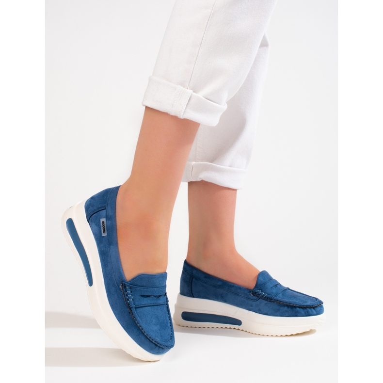Shelovet women's thick-soled loafers blue 1 Shelovet women's thick-soled loafers blue 1