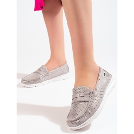Women's Shelovet gray suede loafers grey 1