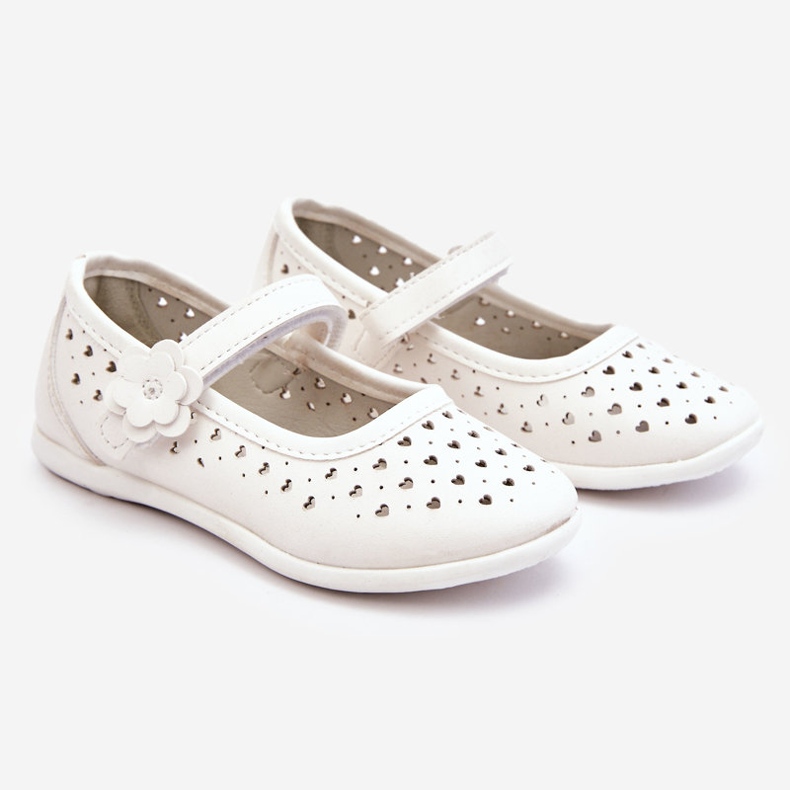 PA1 Children's Openwork Ballerinas White Lenna 1