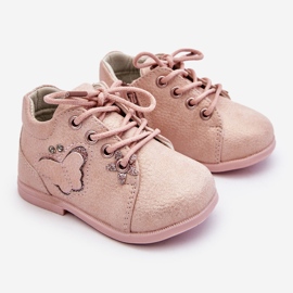 Leather Boots Lace Up With A Butterfly Pink Avi 1 Leather Boots Lace Up With A Butterfly Pink Avi 1