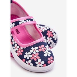 Children's ballerinas in navy blue-pink flowers Noah 2