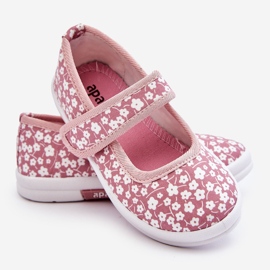 Children's Velcro Ballerinas In Pink Selah Print 2