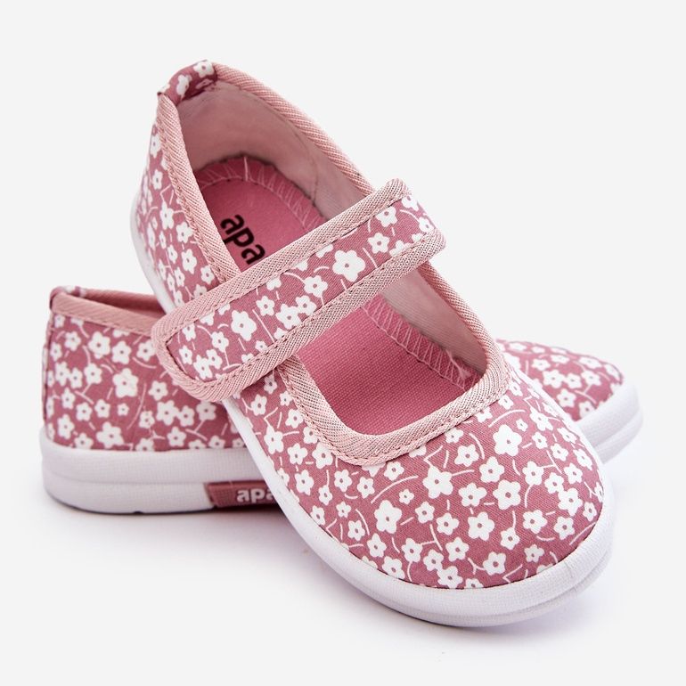 Children's Velcro Ballerinas In Pink Selah Print 2