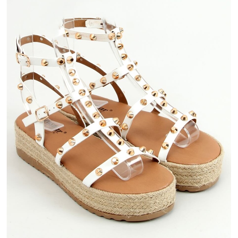 Alize White studded espadrille sandals 1