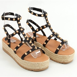 Alize Black studded espadrille sandals 1