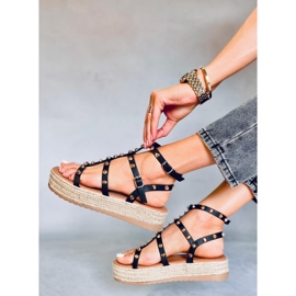 Alize Black studded espadrille sandals 5
