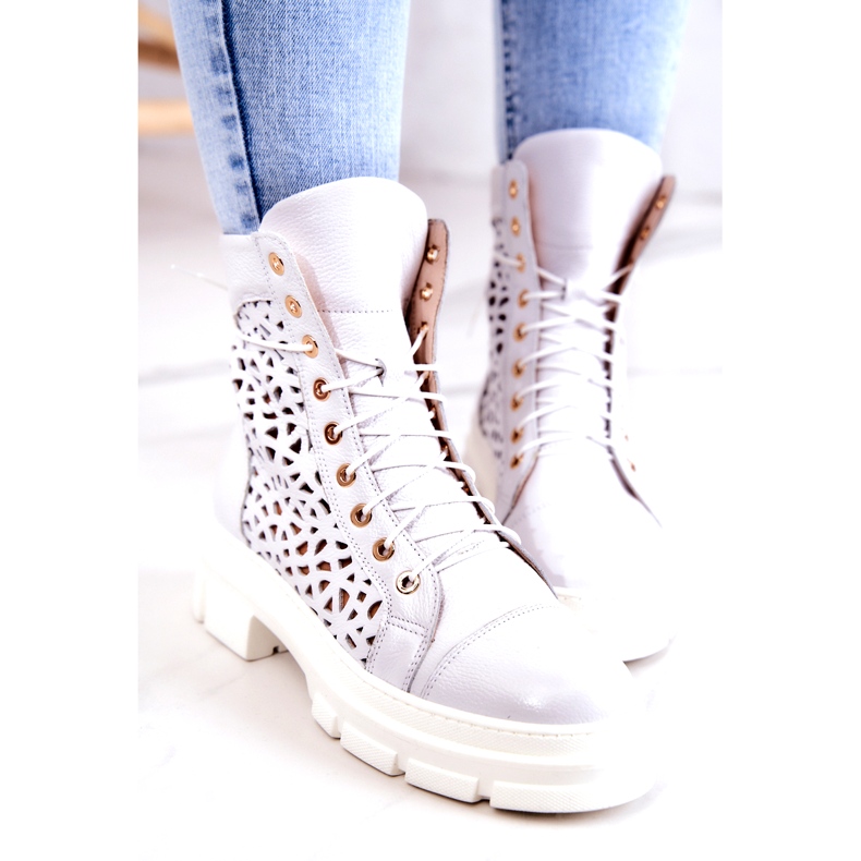 FILIPCZYK White Aileen openwork leather boots 4