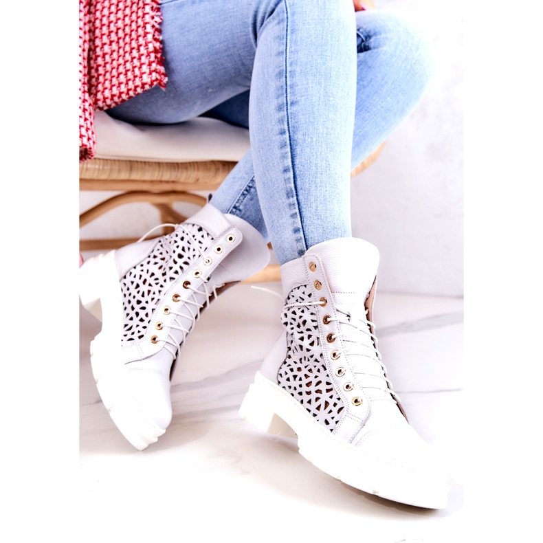 FILIPCZYK White Aileen openwork leather boots 2