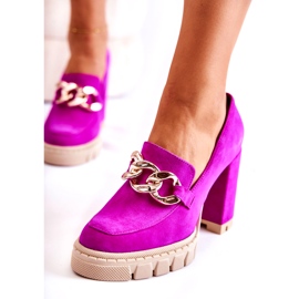 Fashionable Pumps On The Platform And A Bar Lewski Shoes 3197 Fuchsia purple pink 4
