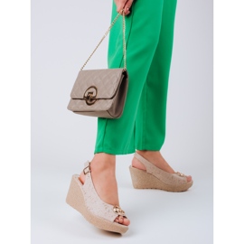 Women's suede Shelovet wedge sandals beige 1